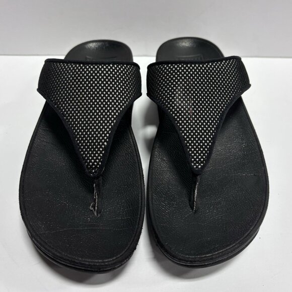 Fitflop Women’s Lulu Water-Redistant Two-Tone Black Wedge Sandals, Size 6 M - Picture 3 of 6